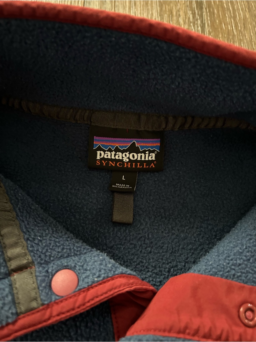 Patagonia Synchilla Men's Snap-T Fleece Pullover Size Large Blue And Red - Picture 4 of 5